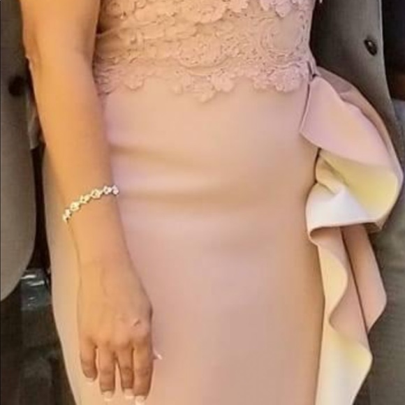 Nicole Bakti - Aida Off-Shoulder Lace Ruffled Midi Cocktail Dress US Size 10 - Picture 4 of 14